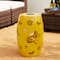 Glitzhome® 18.5" Yellow Iron Cutout Lemon Pattern Solar LED Garden Stool